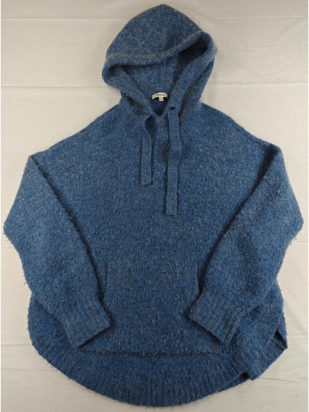 Madewell Women’s Small Blue Fuzzy Knit Oversized Hooded Sweater Pullover